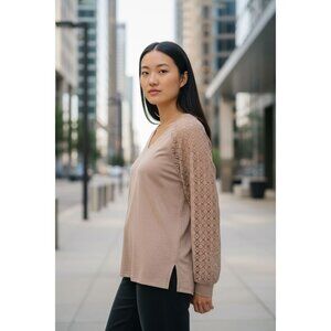 NEW AUTOMET Womens  M Long Sleeve Shirt Fall Fashion Tops Brown Dressy Casual